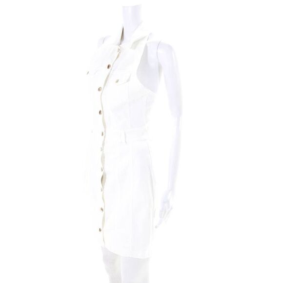 Retrofete Womens Belted Denim Sleeveless Shirt Dress White Size Small - Picture 2 of 6